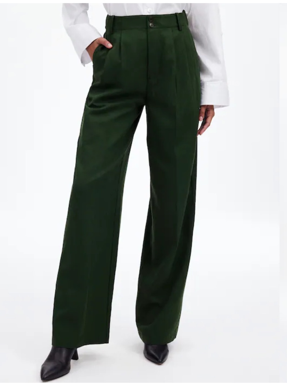 Madewell Harlow Wide-Leg Pants - Dark Green - 6P